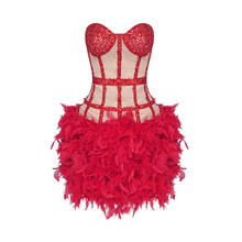 Load image into Gallery viewer, Vagas Strapless Sequined Feathers Bandage Dress
