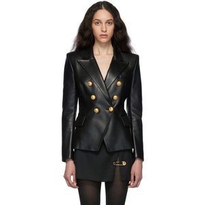 Genuine Leather Elegant Blazer