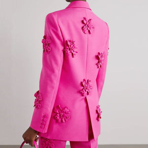 Floral Embellished Blazer Two Piece Suit