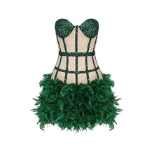 Load image into Gallery viewer, Vagas Strapless Sequined Feathers Bandage Dress
