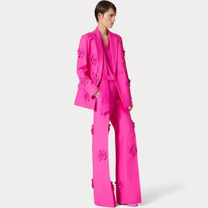 Floral Embellished Blazer Two Piece Suit