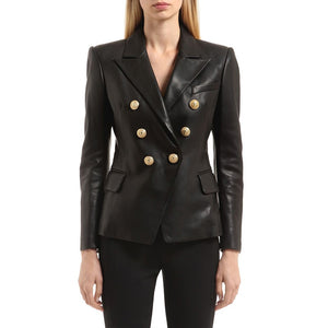 Genuine Leather Elegant Blazer