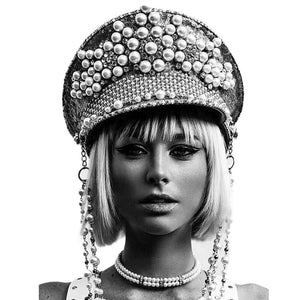 Luxury Pearl Black Bridal Hat