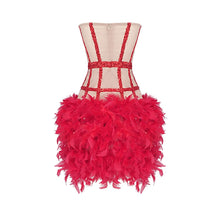 Load image into Gallery viewer, Vagas Strapless Sequined Feathers Bandage Dress
