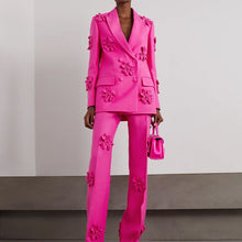 Load image into Gallery viewer, Floral Embellished Blazer Two Piece Suit
