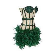 Load image into Gallery viewer, Vagas Strapless Sequined Feathers Bandage Dress
