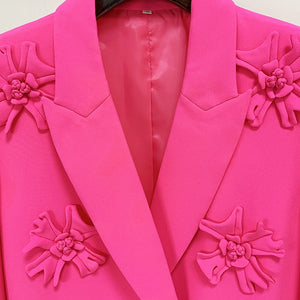 Floral Embellished Blazer Two Piece Suit