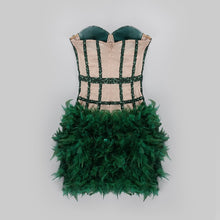 Load image into Gallery viewer, Vagas Strapless Sequined Feathers Bandage Dress
