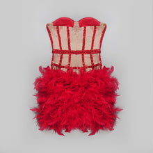 Load image into Gallery viewer, Vagas Strapless Sequined Feathers Bandage Dress
