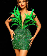 Load image into Gallery viewer, Green Feather Embellished Sequin Dress
