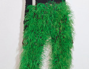 Designer Style Puffy Feather Jeans
