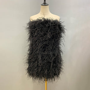 Elegant Feather Mini Cocktail Dress
