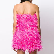 Load image into Gallery viewer, Elegant Feather Mini Cocktail Dress
