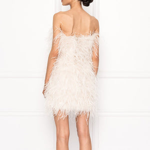 Elegant Feather Mini Cocktail Dress