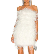 Load image into Gallery viewer, Elegant Feather Mini Cocktail Dress
