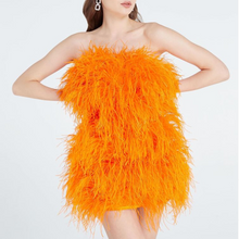 Load image into Gallery viewer, Elegant Feather Mini Cocktail Dress
