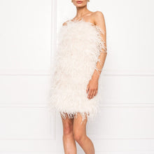 Load image into Gallery viewer, Elegant Feather Mini Cocktail Dress
