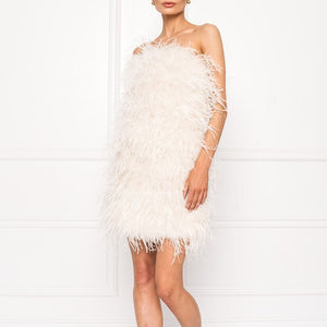 Elegant Feather Mini Cocktail Dress