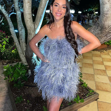 Load image into Gallery viewer, Elegant Feather Mini Cocktail Dress
