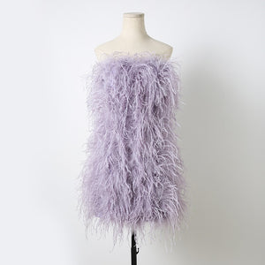 Elegant Feather Mini Cocktail Dress