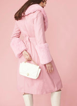 Load image into Gallery viewer, Fur Trim Pink Leather Trench Coat
