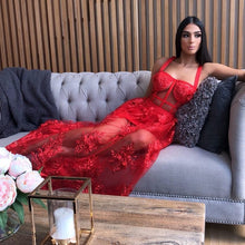 Load image into Gallery viewer, Lace Sleeveless Hollow- Out Evening  Dress
