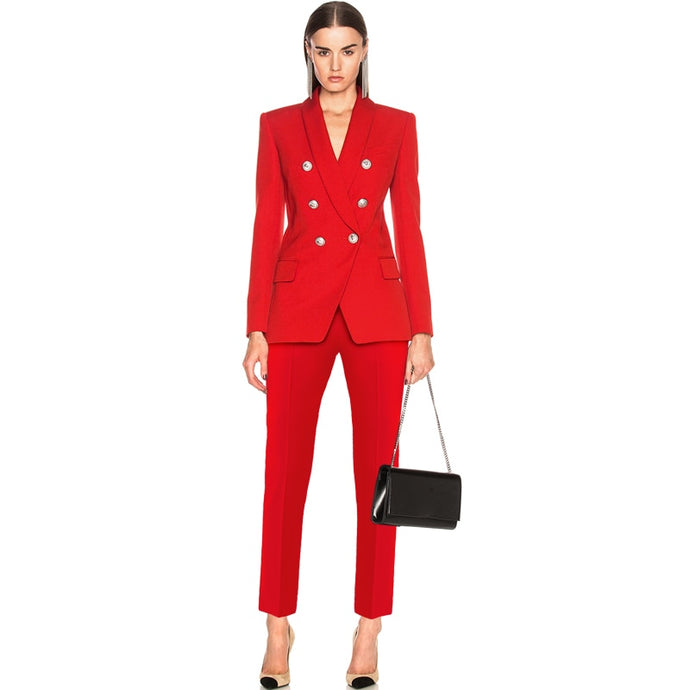 Couture Double Breasted Blazer Trouser Suit