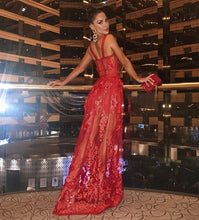 Load image into Gallery viewer, Lace Sleeveless Hollow- Out Evening  Dress
