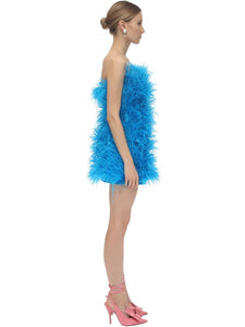 Mini Ostrich Feathers Candy Colour Cocktail Gown